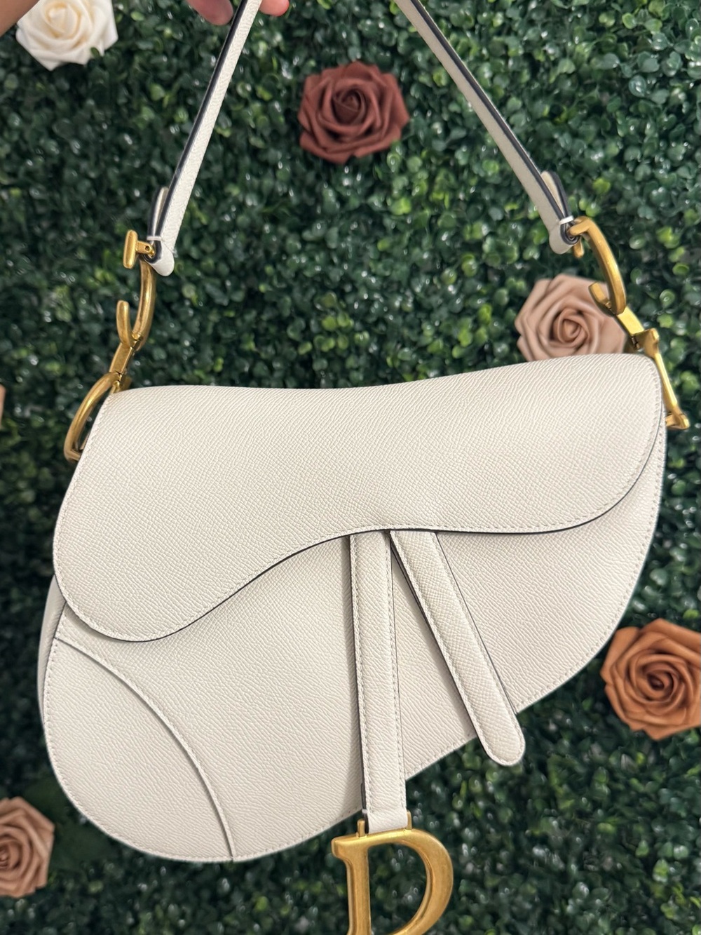 Dior Saddle Bag in Latte with Gold Hardware